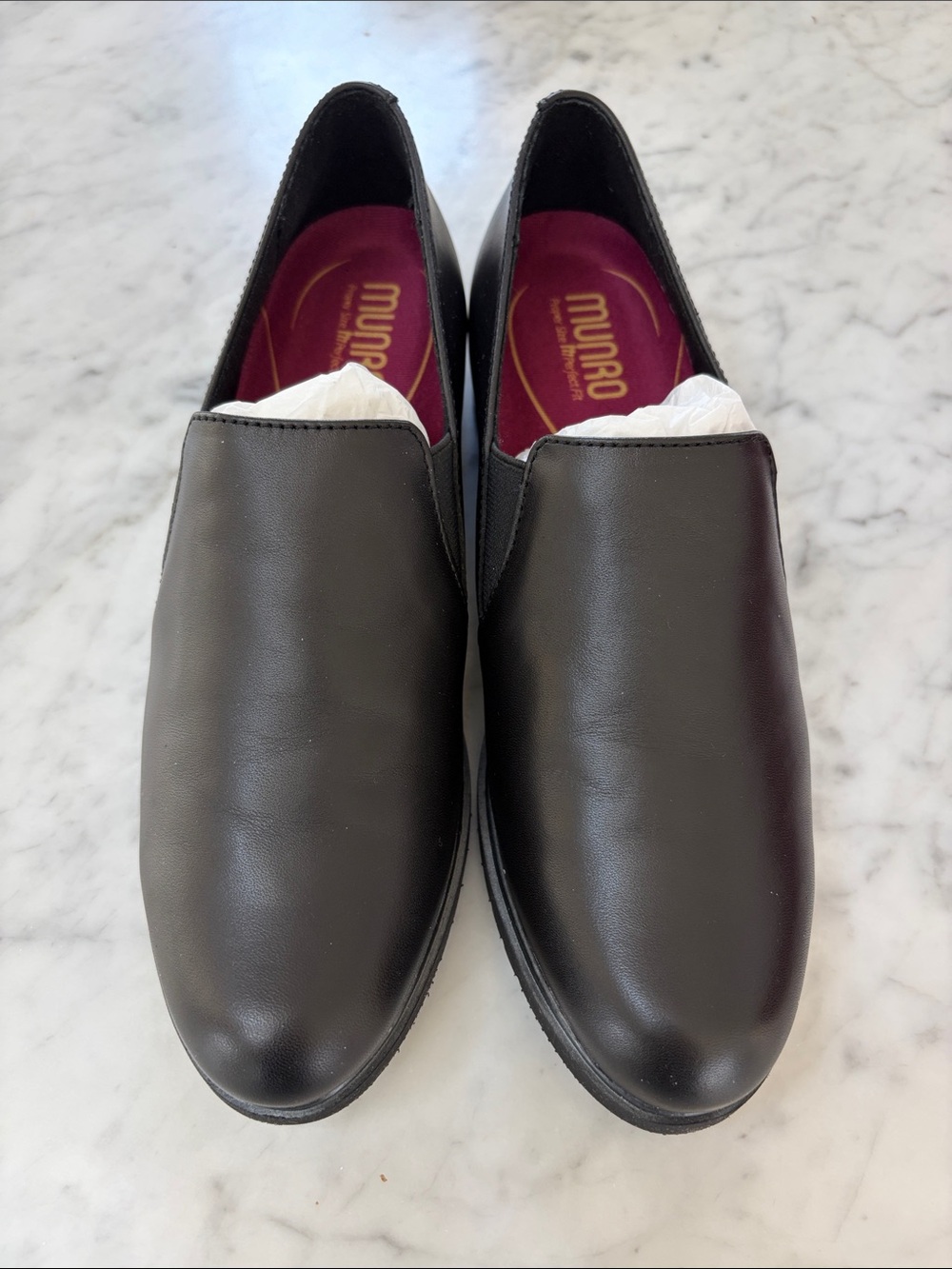Munro Kam Black Slip-On Leather Loafers